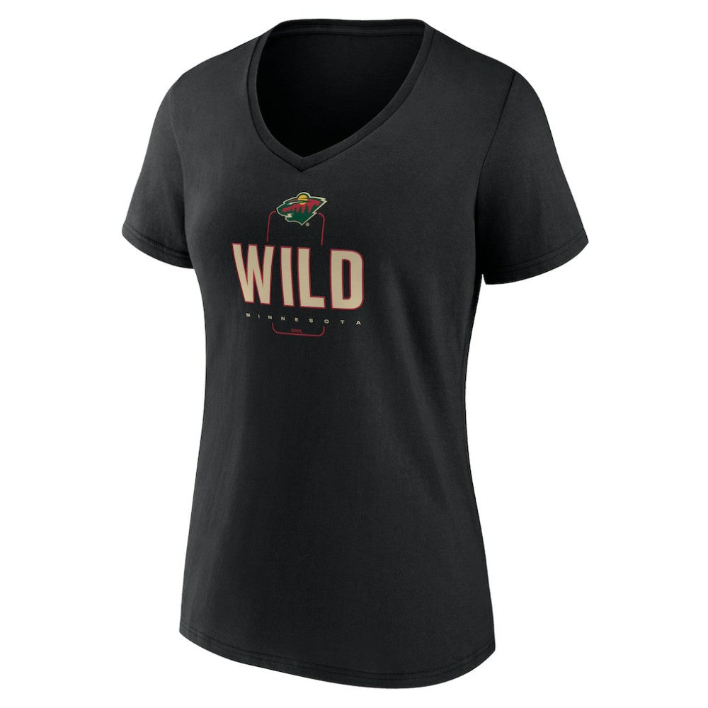 Minnesota Wild Women's Personalized Name & Number Midfielder V-Neck T-Shirt Black