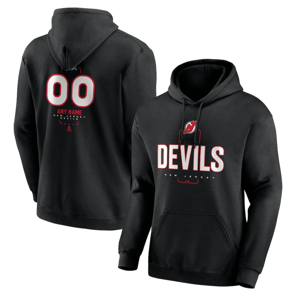 New Jersey Devils Personalized Name & Number Midfielder Pullover Hoodie Black
