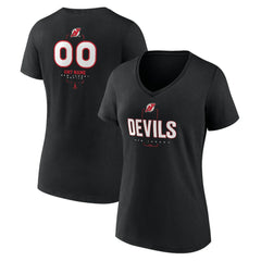 New Jersey Devils Women's Personalized Name & Number Midfielder V-Neck T-Shirt Black