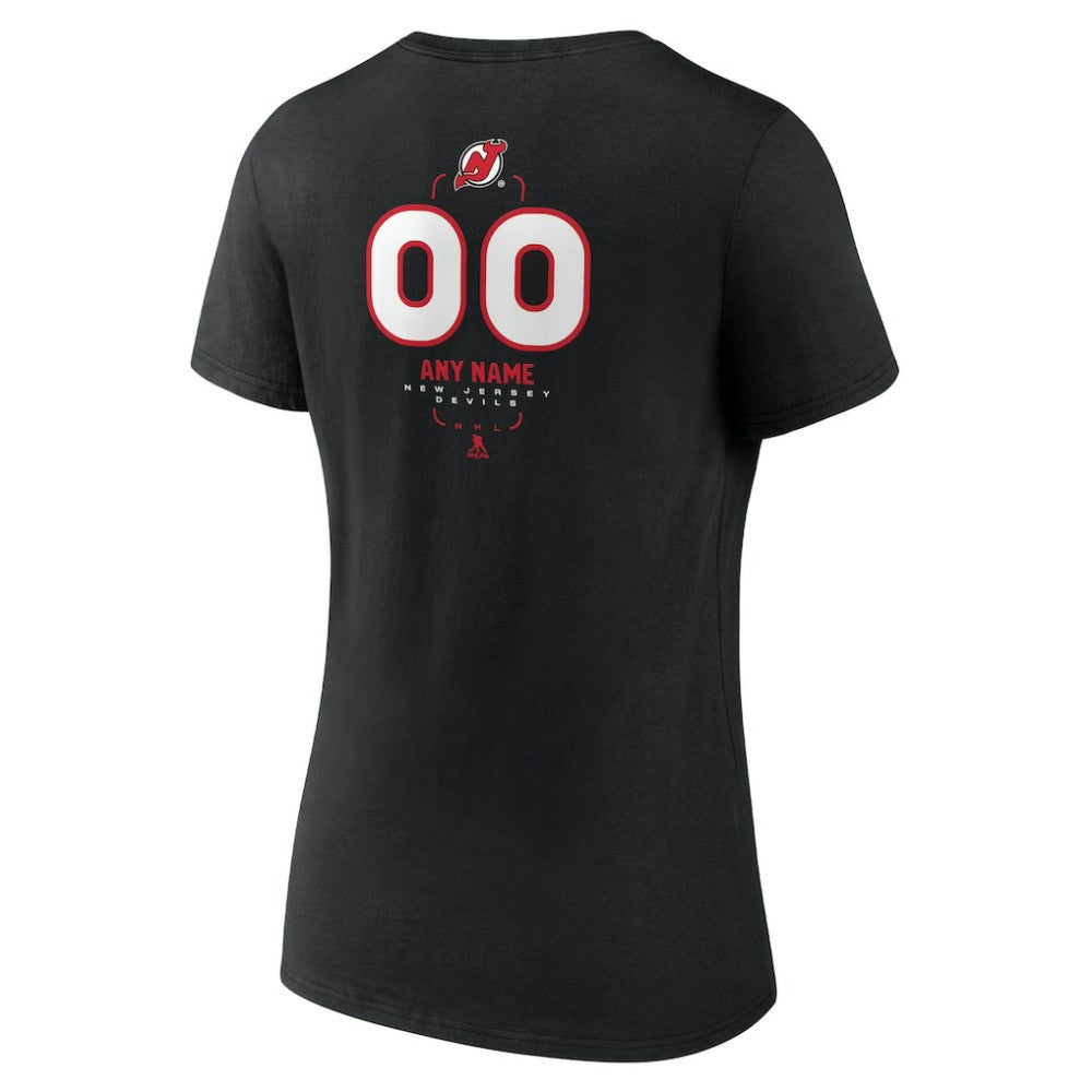 New Jersey Devils Women's Personalized Name & Number Midfielder V-Neck T-Shirt Black
