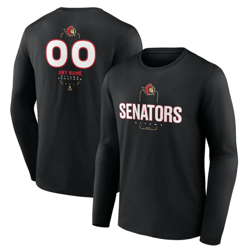Ottawa Senators Personalized Name & Number Midfielder Long Sleeve T-Shirt Black