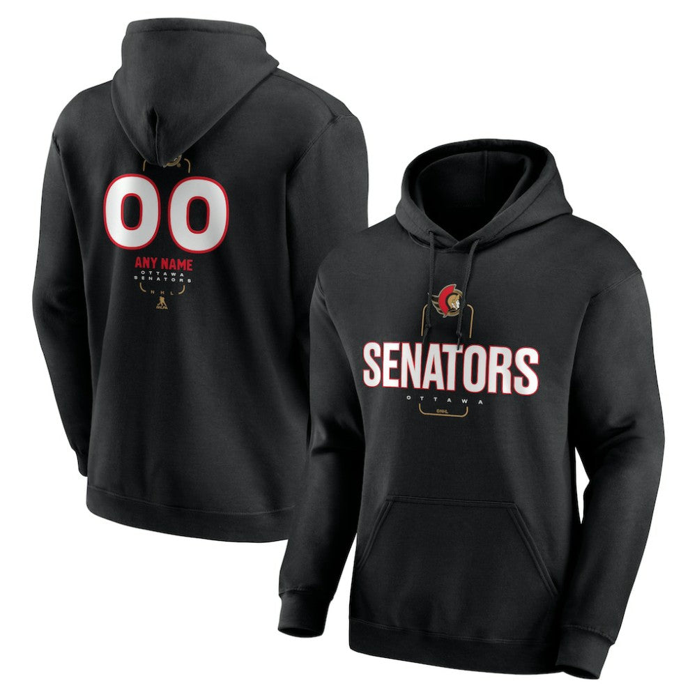 Ottawa Senators Personalized Name & Number Midfielder Pullover Hoodie Black