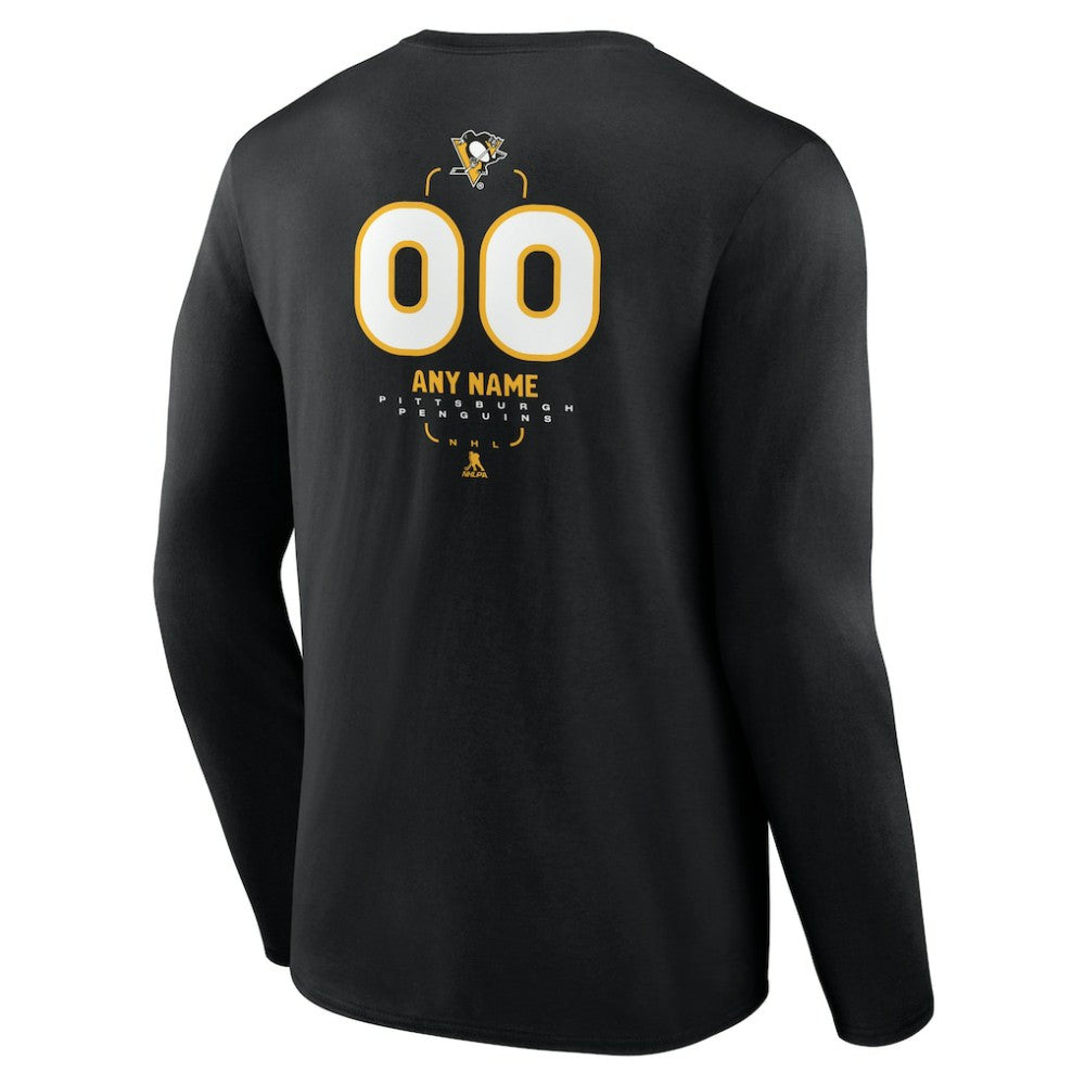 Pittsburgh Penguins Personalized Name & Number Midfielder Long Sleeve T-Shirt Black