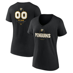 Pittsburgh Penguins Women's Personalized Name & Number Midfielder V-Neck T-Shirt Black