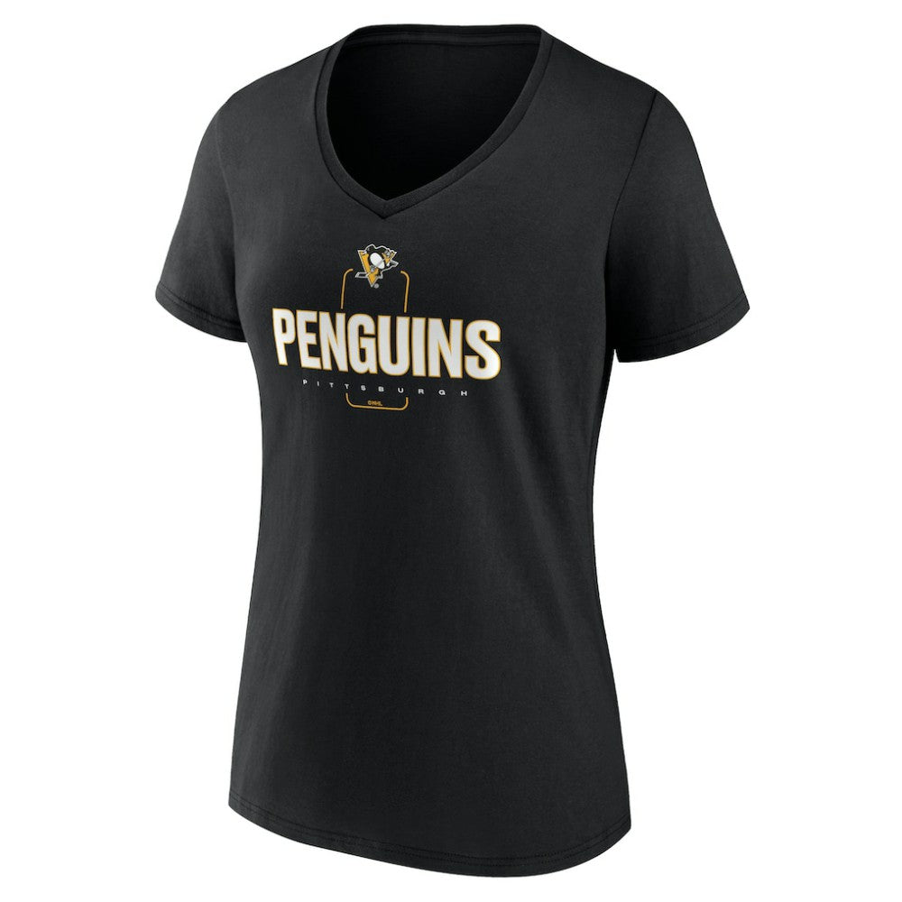 Pittsburgh Penguins Women's Personalized Name & Number Midfielder V-Neck T-Shirt Black