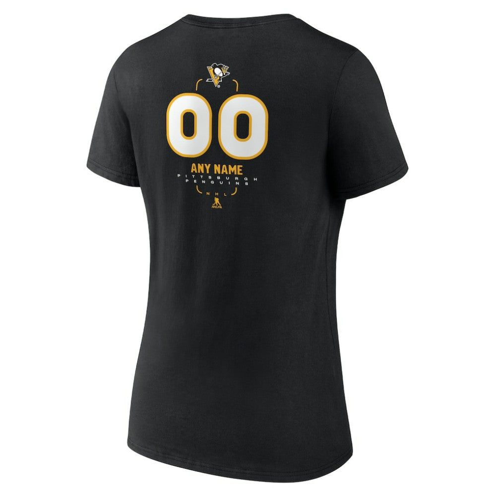 Pittsburgh Penguins Women's Personalized Name & Number Midfielder V-Neck T-Shirt Black
