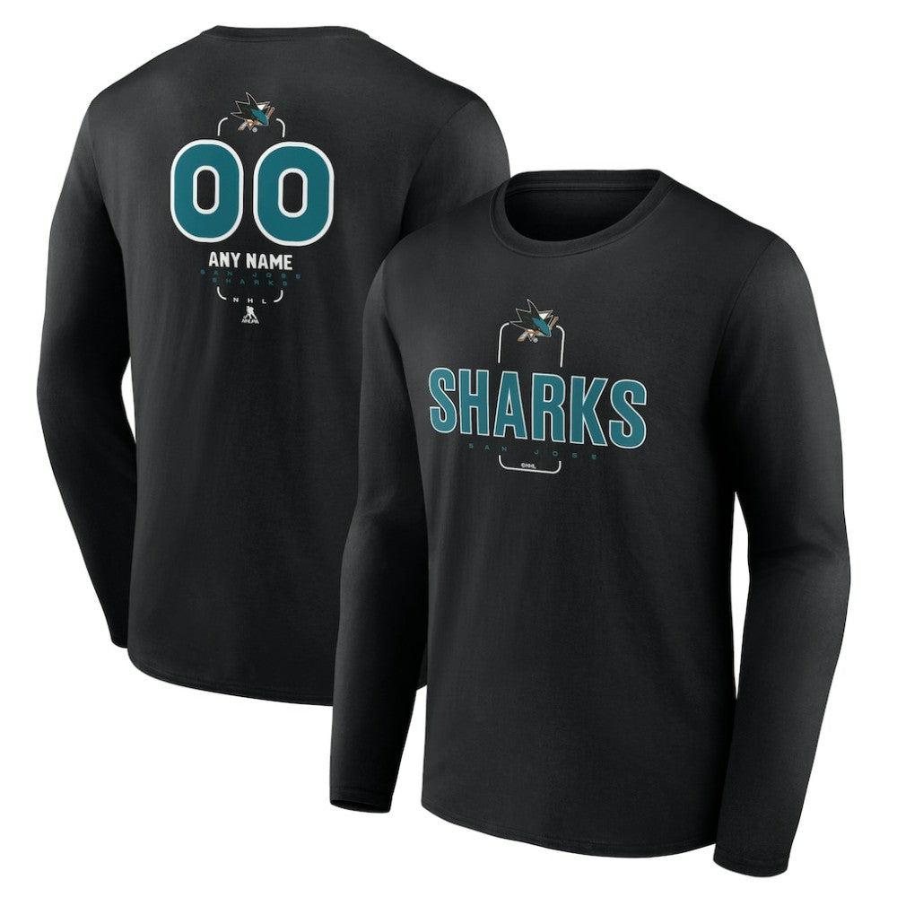 San Jose Sharks Personalized Name & Number Midfielder Long Sleeve T-Shirt Black