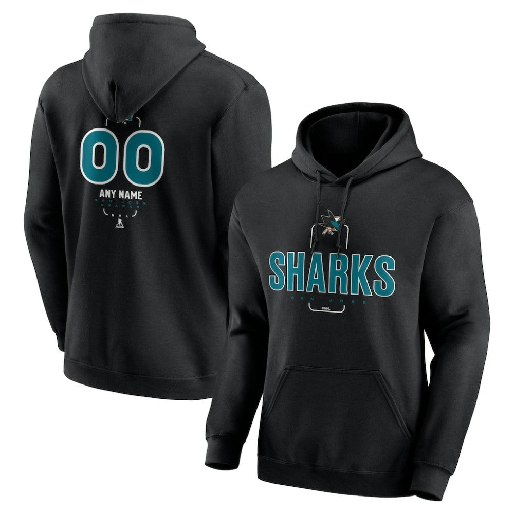 San Jose Sharks Personalized Name & Number Midfielder Pullover Hoodie Black