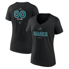 San Jose Sharks Women's Personalized Name & Number Midfielder V-Neck T-Shirt Black