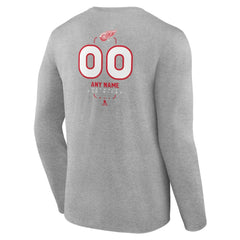 Detroit Red Wings Personalized Name & Number Midfielder Long Sleeve T-Shirt Gray