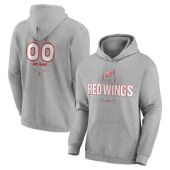 Detroit Red Wings Personalized Name & Number Midfielder Pullover Hoodie Gray