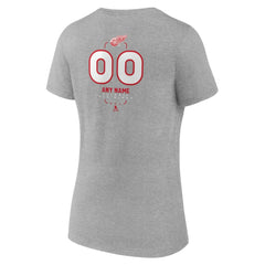 Detroit Red Wings Women's Personalized Name & Number Midfielder V-Neck T-Shirt Gray