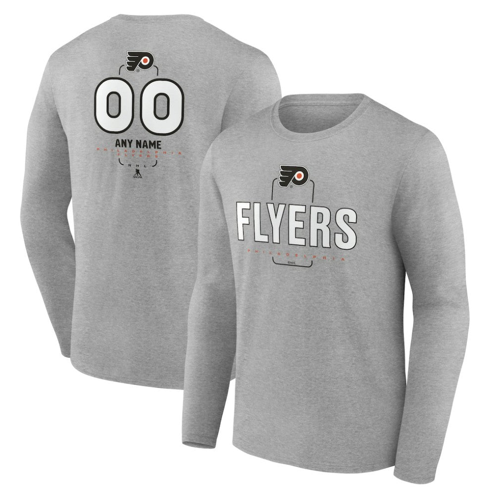 Philadelphia Flyers Personalized Name & Number Midfielder Long Sleeve T-Shirt Gray