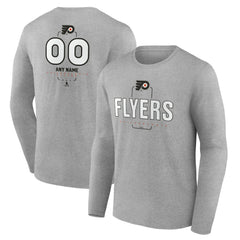 Philadelphia Flyers Personalized Name & Number Midfielder Long Sleeve T-Shirt Gray
