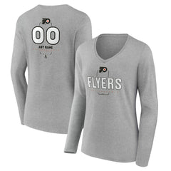 Philadelphia Flyers Women's Personalized Name & Number Midfielder Long Sleeve V-Neck T-Shirt Gray