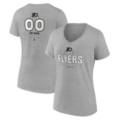 Philadelphia Flyers Women's Personalized Name & Number Midfielder V-Neck T-Shirt Gray