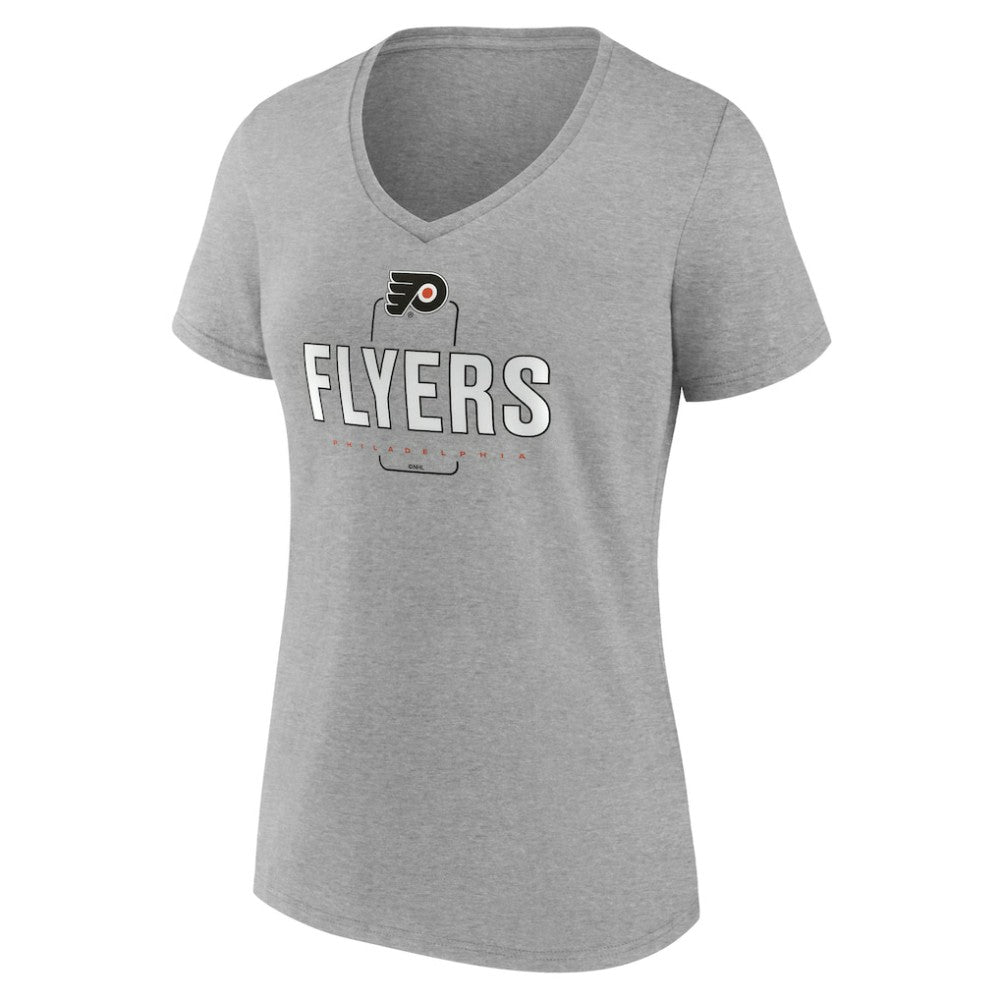 Philadelphia Flyers Women's Personalized Name & Number Midfielder V-Neck T-Shirt Gray
