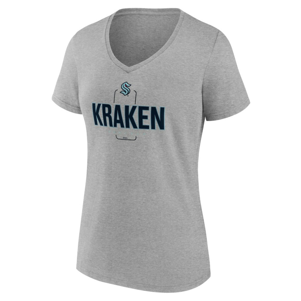 Seattle Kraken Women's Personalized Name & Number Midfielder V-Neck T-Shirt Gray