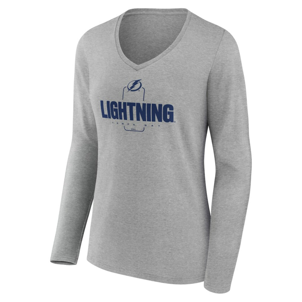 Tampa Bay Lightning Women's Personalized Name & Number Midfielder Long Sleeve V-Neck T-Shirt Gray