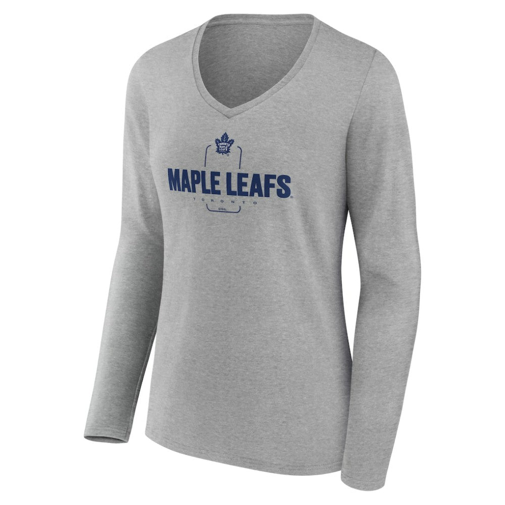 Toronto Maple Leafs Women's Personalized Name & Number Midfielder Long Sleeve V-Neck T-Shirt Gray