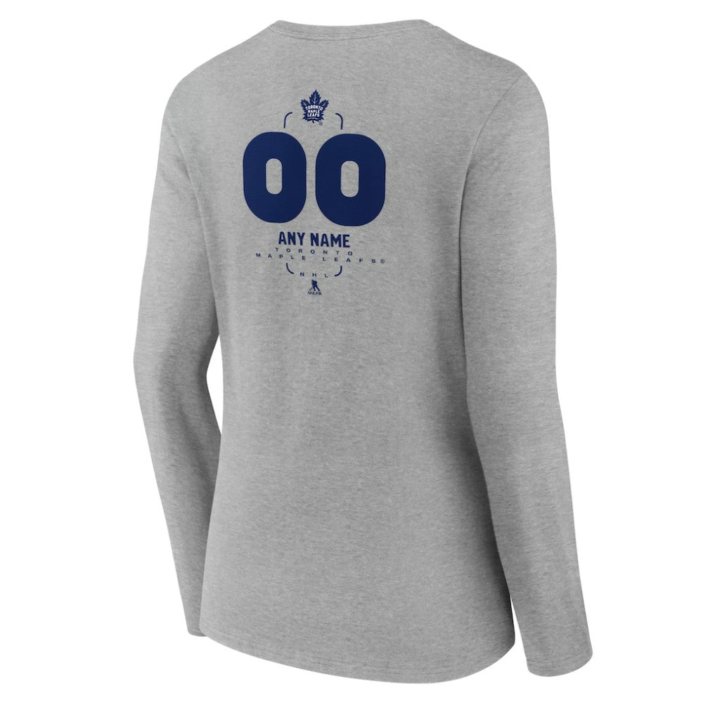 Toronto Maple Leafs Women's Personalized Name & Number Midfielder Long Sleeve V-Neck T-Shirt Gray