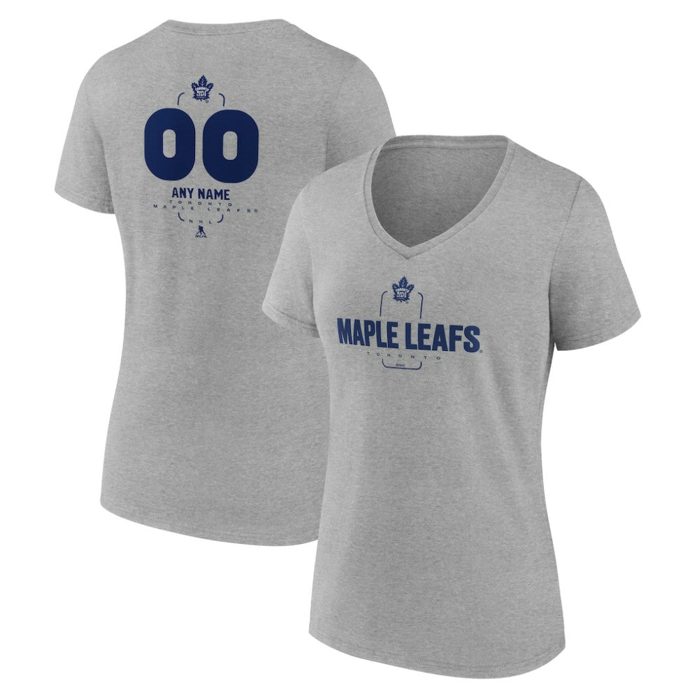 Toronto Maple Leafs Women's Personalized Name & Number Midfielder V-Neck T-Shirt Gray