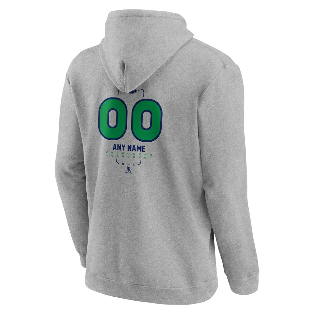 Vancouver Canucks Personalized Name & Number Midfielder Pullover Hoodie Gray