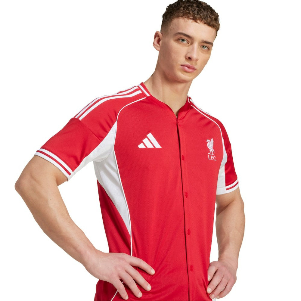 Liverpool Full-Button Baseball Jersey - Red | Adidas for sale