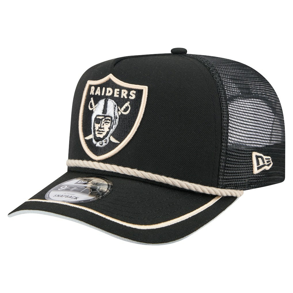 Las Vegas Raiders New Era Vintage Team Rope A-Frame Trucker 9FIFTY Snapback Hat - Black sale