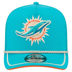 Miami Dolphins New Era Vintage Team Rope A-Frame Trucker 9FIFTY Snapback Hat - Aqua on sale