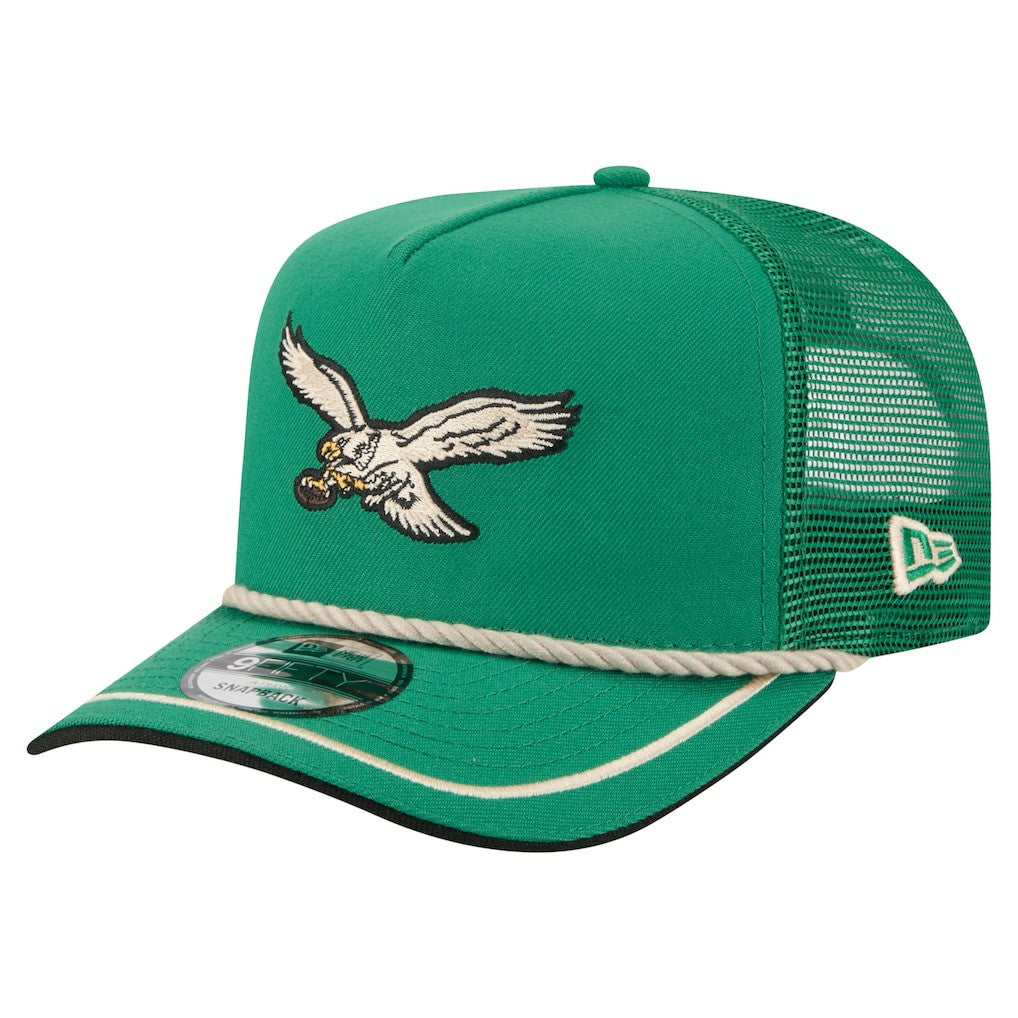 Philadelphia Eagles New Era Vintage Team Rope A-Frame Trucker 9FIFTY Snapback Hat - Kelly Green sale