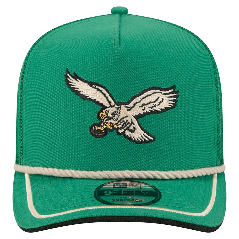 Philadelphia Eagles New Era Vintage Team Rope A-Frame Trucker 9FIFTY Snapback Hat - Kelly Green sale