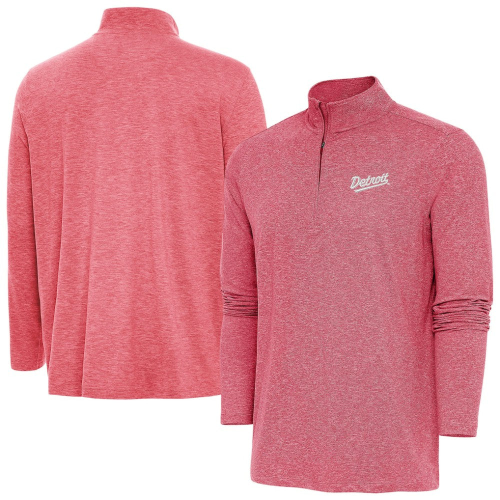 Detroit Red Wings Antigua 2025 NHL Stadium Series Hunk Quarter-Zip Jacket Heather Red