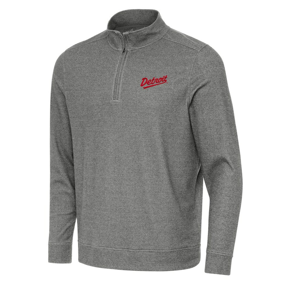 Detroit Red Wings Antigua 2025 NHL Stadium Series Subtle Quarter-Zip Top Heather Black