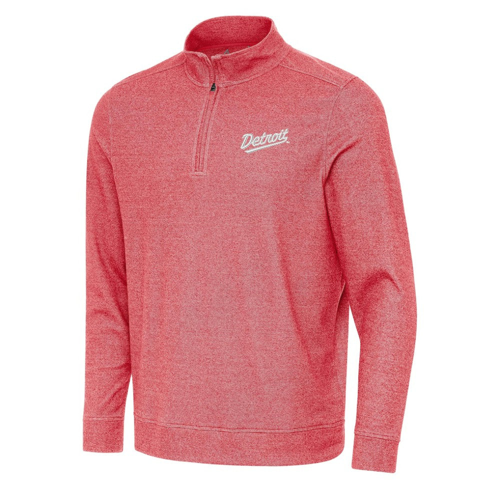 Detroit Red Wings Antigua 2025 NHL Stadium Series Subtle Quarter-Zip Top Heather Red