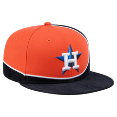 Houston Astros Retro Split Corduroy Snapback Hat - Navy/Orange | New Era
