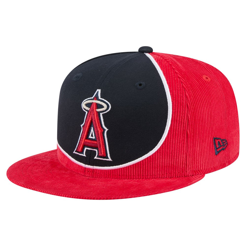 Los Angeles Angels Retro Split Corduroy Snapback Hat - Red/Navy | New Era