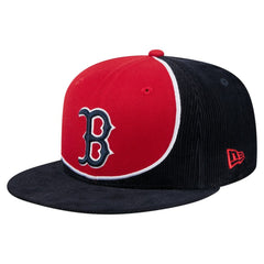 Boston Red Sox Retro Split Corduroy Snapback Hat - Navy/Red | New Era