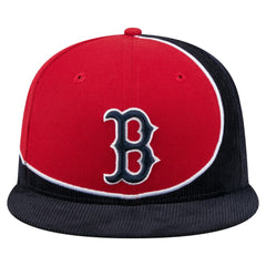 Boston Red Sox Retro Split Corduroy Snapback Hat - Navy/Red | New Era