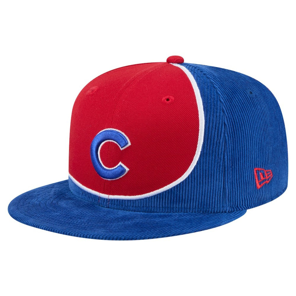 Chicago Cubs Retro Split Corduroy Snapback Hat - Royal/Red | New Era