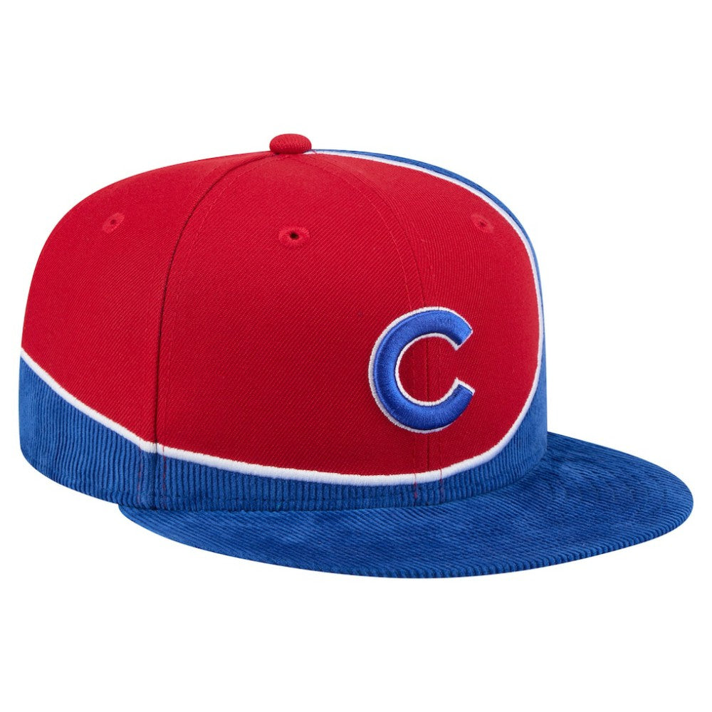Chicago Cubs Retro Split Corduroy Snapback Hat - Royal/Red | New Era