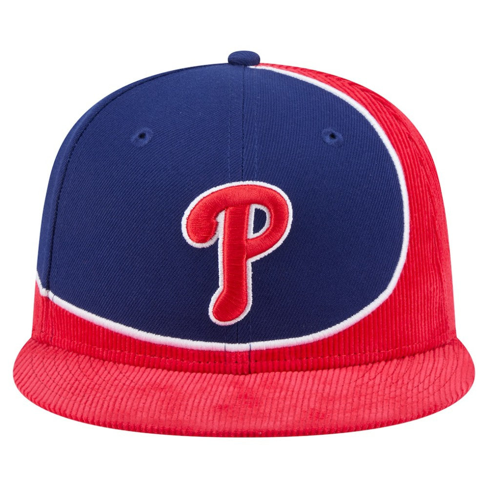 Philadelphia Phillies Retro Split Corduroy Snapback Hat - Red/Royal | New Era