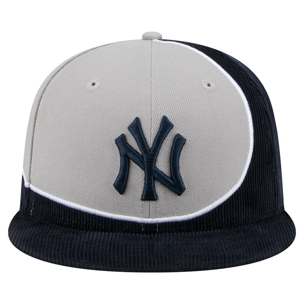 New York Yankees Retro Split Corduroy Snapback Hat - Navy/Gray | New Era