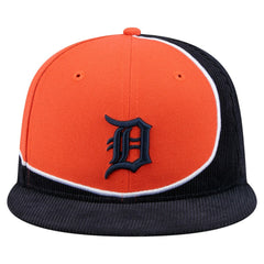 Detroit Tigers Retro Split Corduroy Snapback Hat - Navy/Orange | New Era