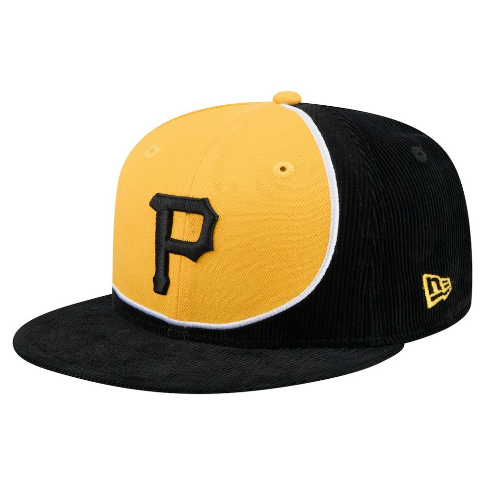 Pittsburgh Pirates Retro Split Corduroy Snapback Hat - Black/Gold | New Era