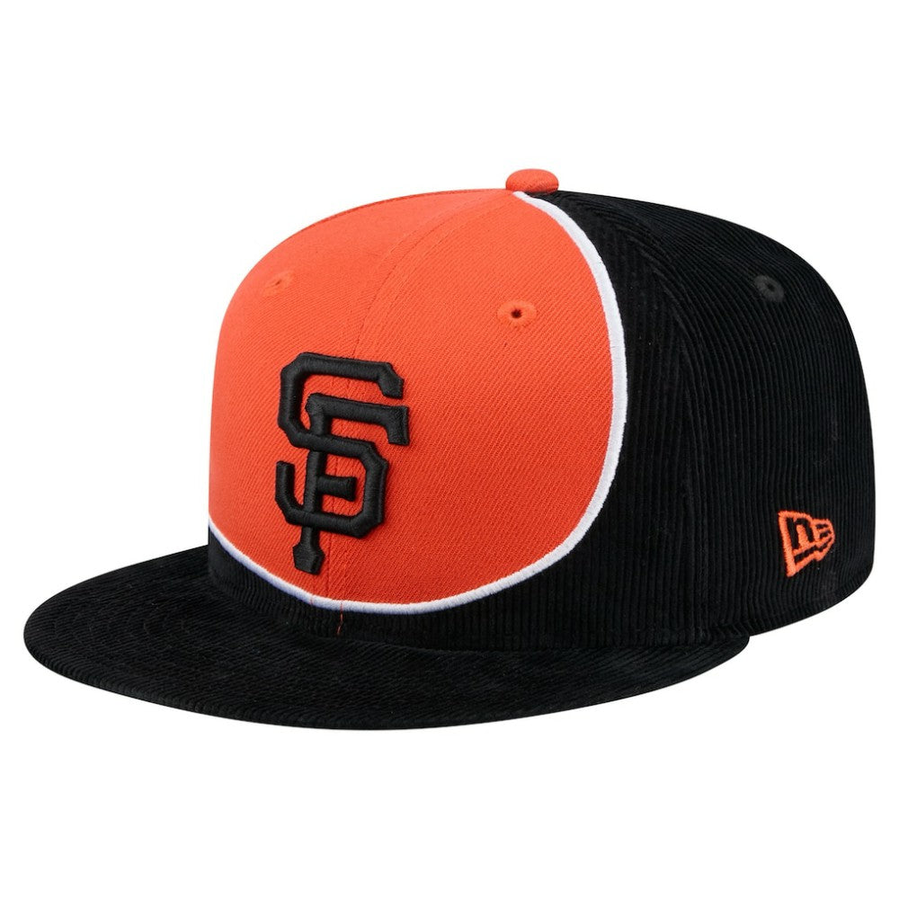 San Francisco Giants Retro Split Corduroy Snapback Hat - Black/Orange | New Era