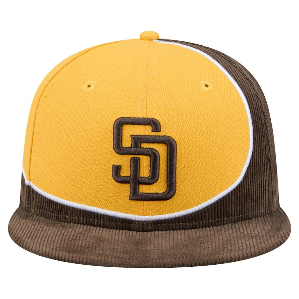 San Diego Padres Retro Split Corduroy Snapback Hat - Brown/Gold | New Era