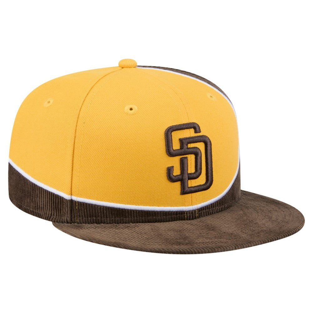San Diego Padres Retro Split Corduroy Snapback Hat - Brown/Gold | New Era