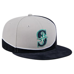 Seattle Mariners Retro Split Corduroy Snapback Hat - Navy/Gray | New Era