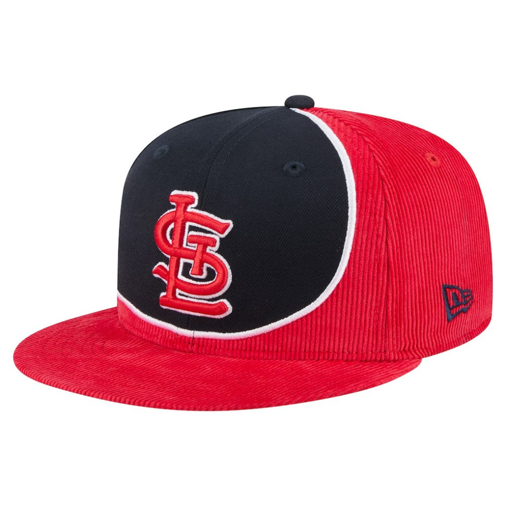 St. Louis Cardinals Retro Split Corduroy Snapback Hat - Red/Navy | New Era